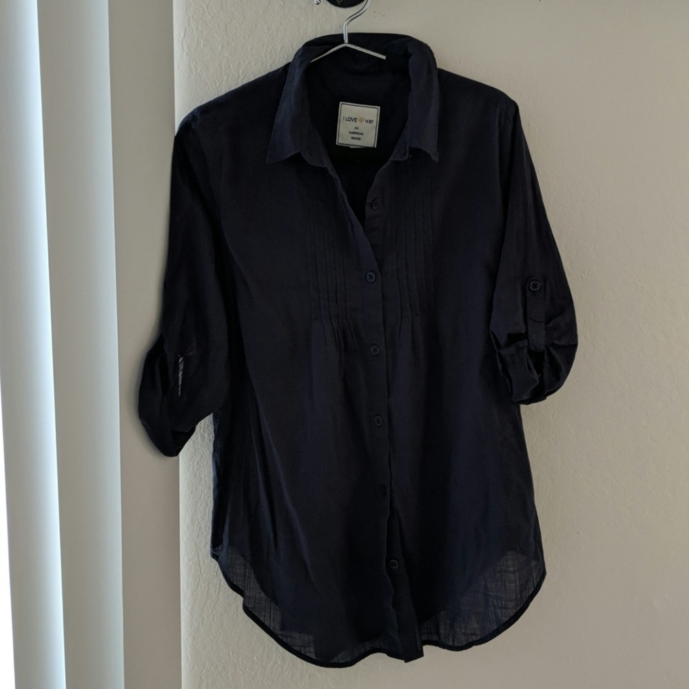 Semi sheer button down blouse